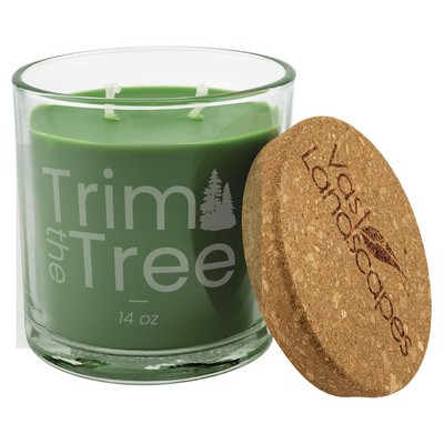 14 oz. Trim the Tree Candle in a Glass Holder with Cork Lid