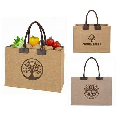 Custom Logo Large Jute Shopping Bag
