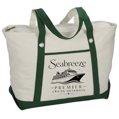 12 oz Canvas Sailing Zip Top Tote-14"x23"x7"