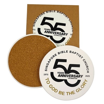 Absorbent Ceramic Coaster with Cork Backing