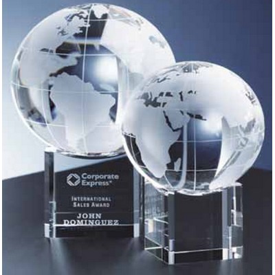 Rotating Crystal Globe Award On Base (3 1/8" x 4 ¾")