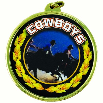 2 ¼" TM Series Academic Medal w/Cowboys Mascot Mylar Insert