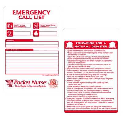 Emergency / Storm Preparation Call List Sign, Erasable