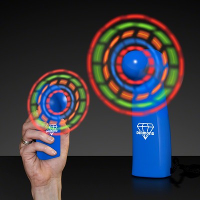 Custom LED Blue Promotional Light Up Mini Fan - Domestic Print