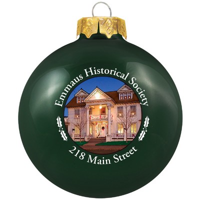 Gloss Green Dark Glass Ball Ornament 80 Mm