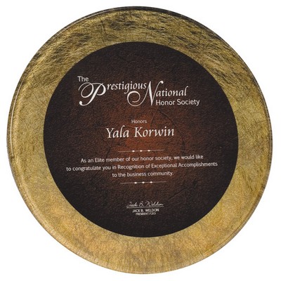 Acrylic Art Series Round Gold/Sienna Plaque - 11" Diameter