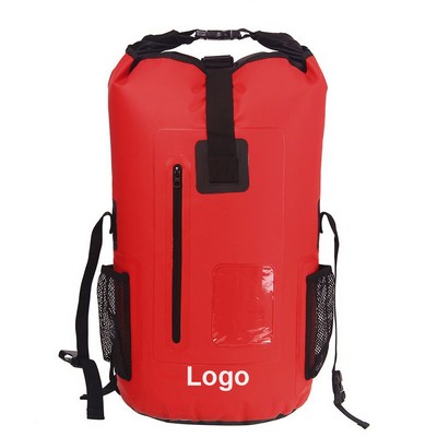 30 L. Waterproof Backpack With Zipper Pocket