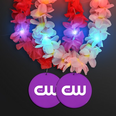 Light Up Hawaiian Leis with Custom Purple Medallion - PRINTED