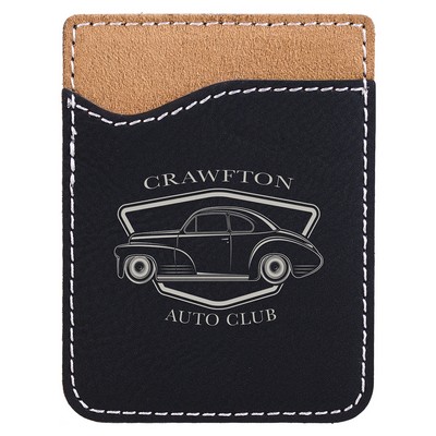 Leatherette Phone Wallet - Black/Silver