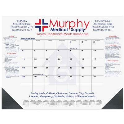 Blue & Black 13-Month Calendar Desk Pad w/Two Color Imprint (21¾" x 17")
