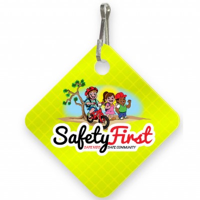 Ultra Reflective Yellow Bag Tag Diamond shape 2" x 2", High resolution Full color plus white
