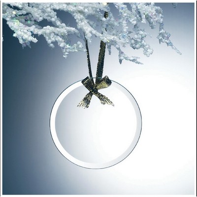 Jade Glass Beveled Ornament, Round, 3"x3"
