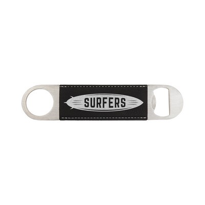 Leatherette Bottle Opener (Black/Silver)