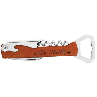 Bottle Opener & Wine Corkscrew (Rawhide Brown)