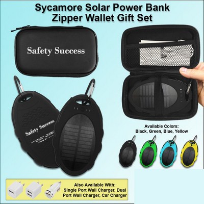 Sycamore Solar Power Bank Zipper Wallet Gift Set 5000 mAh - Black No Extra Tariff