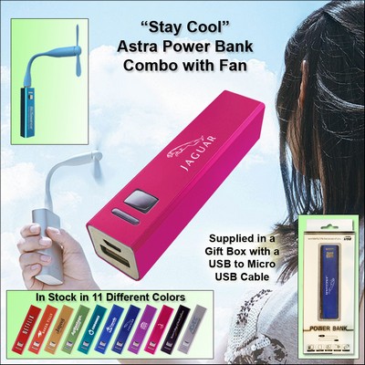 Pink 2200 mAh Astra Power Bank Combo w/Fan No Extra Tariff