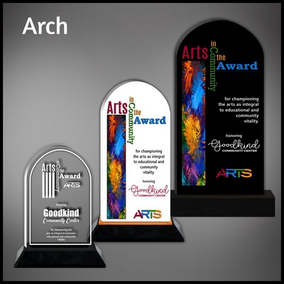 9" Arch Clear Budget Acrylic Award on Black Base