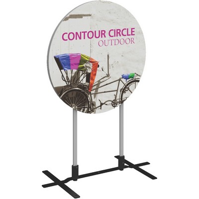 Contour Double-Sided Outdoor Sign Circle w/Plate Base