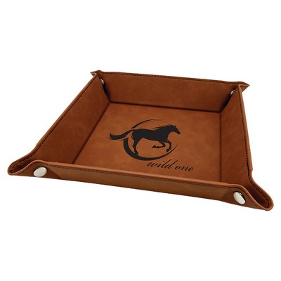 Snap Up Tray, Rawhide Faux Leather, 6 x 6"
