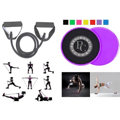 Promotek iBank® Exercise Band + Fitness Sliders (Purple)
