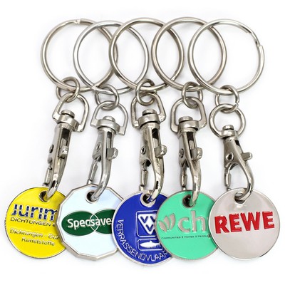 Custom Shopping Cart Quarter & Loonie Trolley Metal Coin Token Keychain
