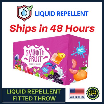 6ft x 30"Top 29"H - (Liquid Repellent) 4 Sided Hemmed Fitted Table Throw - Made in the USA