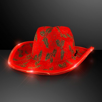 Christmas Cowboy Hats, Holly & Lights - BLANK