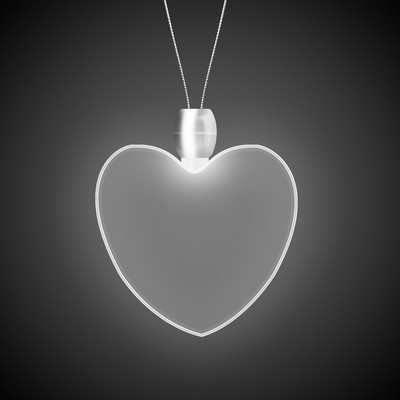 24" White Heart Light-Up Pendant Necklace(Laser Engraved)