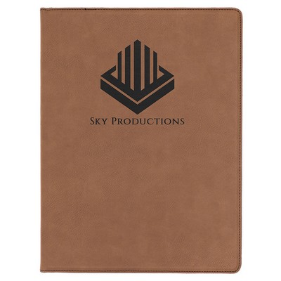 9 1/2" x 12" Dark Brown Leatherette Portfolio with Notepad