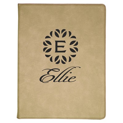 9 1/2" x 12" Light Brown Leatherette Portfolio with Notepad