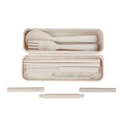 Biodegradable Wheat Straw Cutlery Set with Case