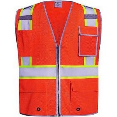 Orange High Visibility Safety Security Vest with Pockets