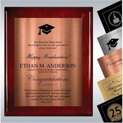 Rosewood Piano Plaque Graduation Gift (10.5" X 13")