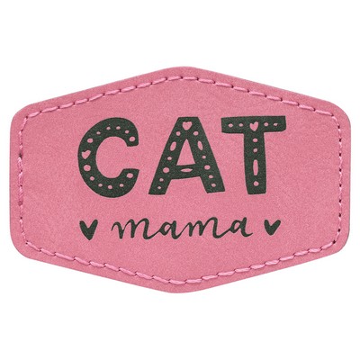 3"x2" Hexagon Patches, Pink Laserable Leatherette