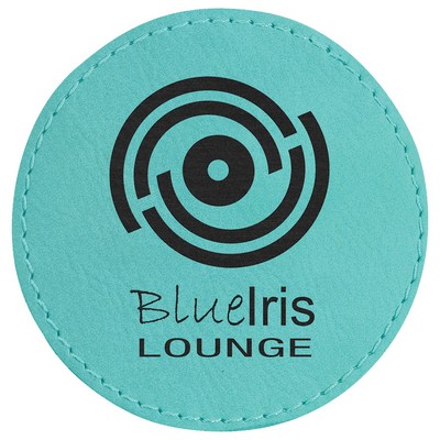 3" Diameter Round Patches, Teal Laserable Leatherette