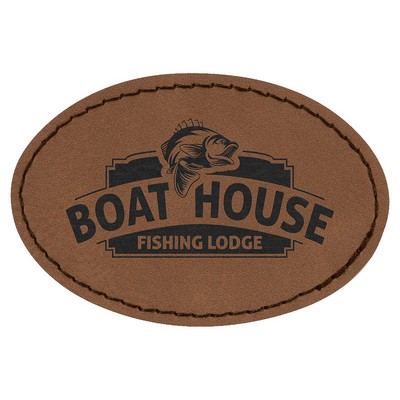 3"x2" Oval Patches, Dark Brown Laserable Leatherette