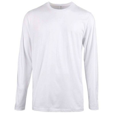 Men's Crew Neck Long Sleeve T-Shirts - White, 3X (Case of 10)