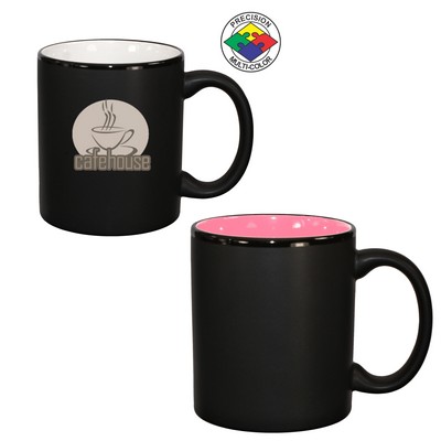 10.5 Oz. Vitrified Restaurant Quality Hilo C-Handle Satin Black / Pink - Dishwasher Safe, Spot Color