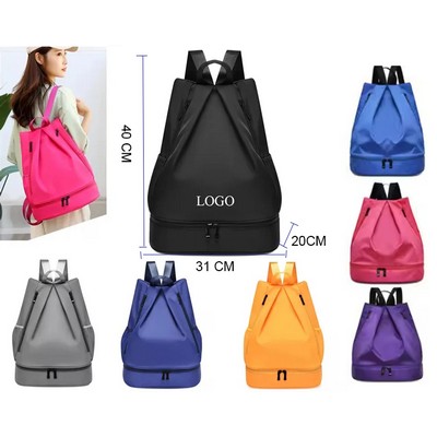 Shoes Pocket Fitness Bag Drawstring Backpack