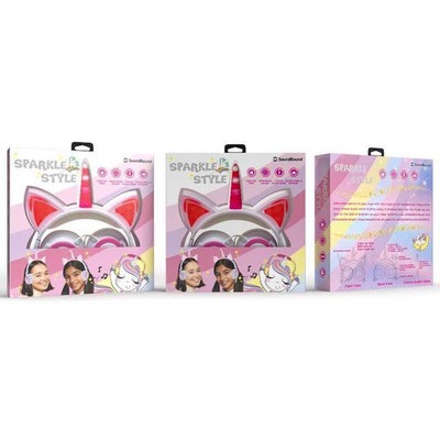 Cat Unicorn LED Wired Headsets - White/Pink (Case of 24)