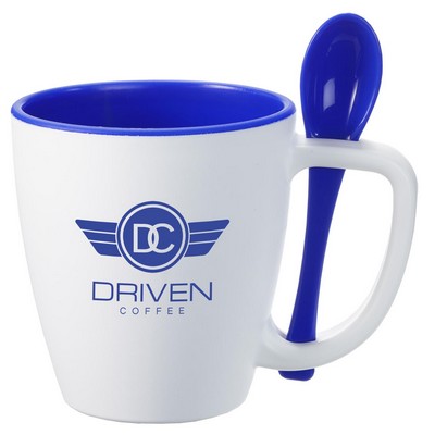 Double Wall Insulated Mug with Spoon, 14 oz.