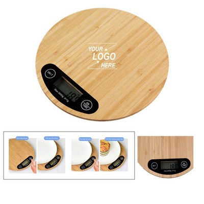 Bamboo Digital Kitchen Scale 5000g/1g High Precision