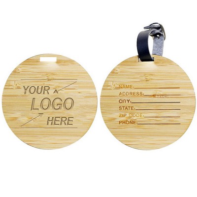 Round Wooden Luggage Tag
