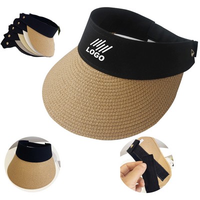 Straw Sun Visor Brim Summer Beach Hat