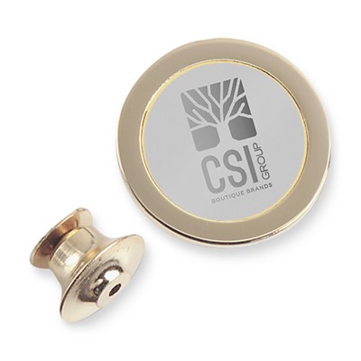 Gold Lapel Pin W/ Silver Medallion
