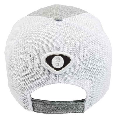 Gray And White Ball Cap W/ Silver Medallion
