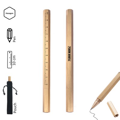 Hexagon Metal Measurement Pen With Pouch Bag