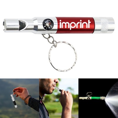 3" 1 Compass LED Whistle Keychain