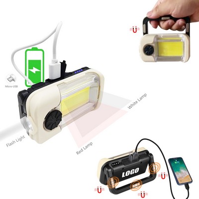 Portable COB Flashlight With Multiple Light Modes And Adjustable Handle