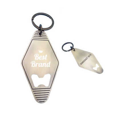 Motel Style Metal Key Tag With Integrated Opener